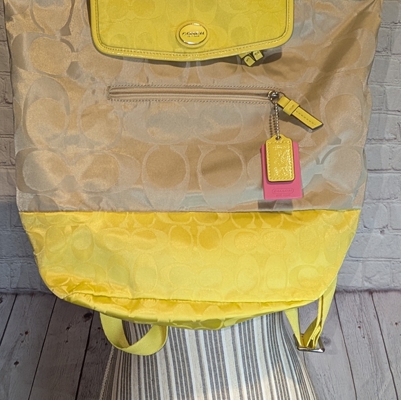 Coach Yellow And Gray Nylon Lightweight Backpack - Picture 10 of 15
